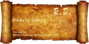 Ráduly Dávid névjegykártya